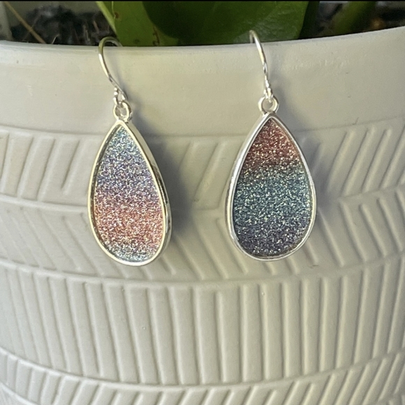 Glitter Mermaid Tear Drop Earrings - Picture 5 of 5